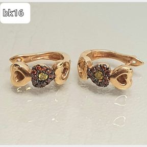 18CT ROSE GOLD HUGGIES WITH 2 YELLOW and 20 COGNAC COLOUR DIAMONDS