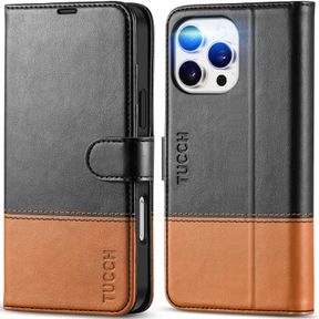 TUCCH WALLET CASE FOR IPHONE 16 PRO MAX, RFID BLOCKING 4 CARD SLOTS TPU INTERIOR PROTECTIVE, MAGNETIC FOLIO SHOCKPROOF STAND FLIP