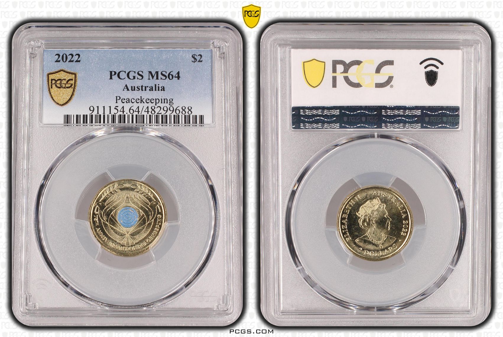 Peacekeeping - Colourised, Two Dollar, 2022, PCGS MS64