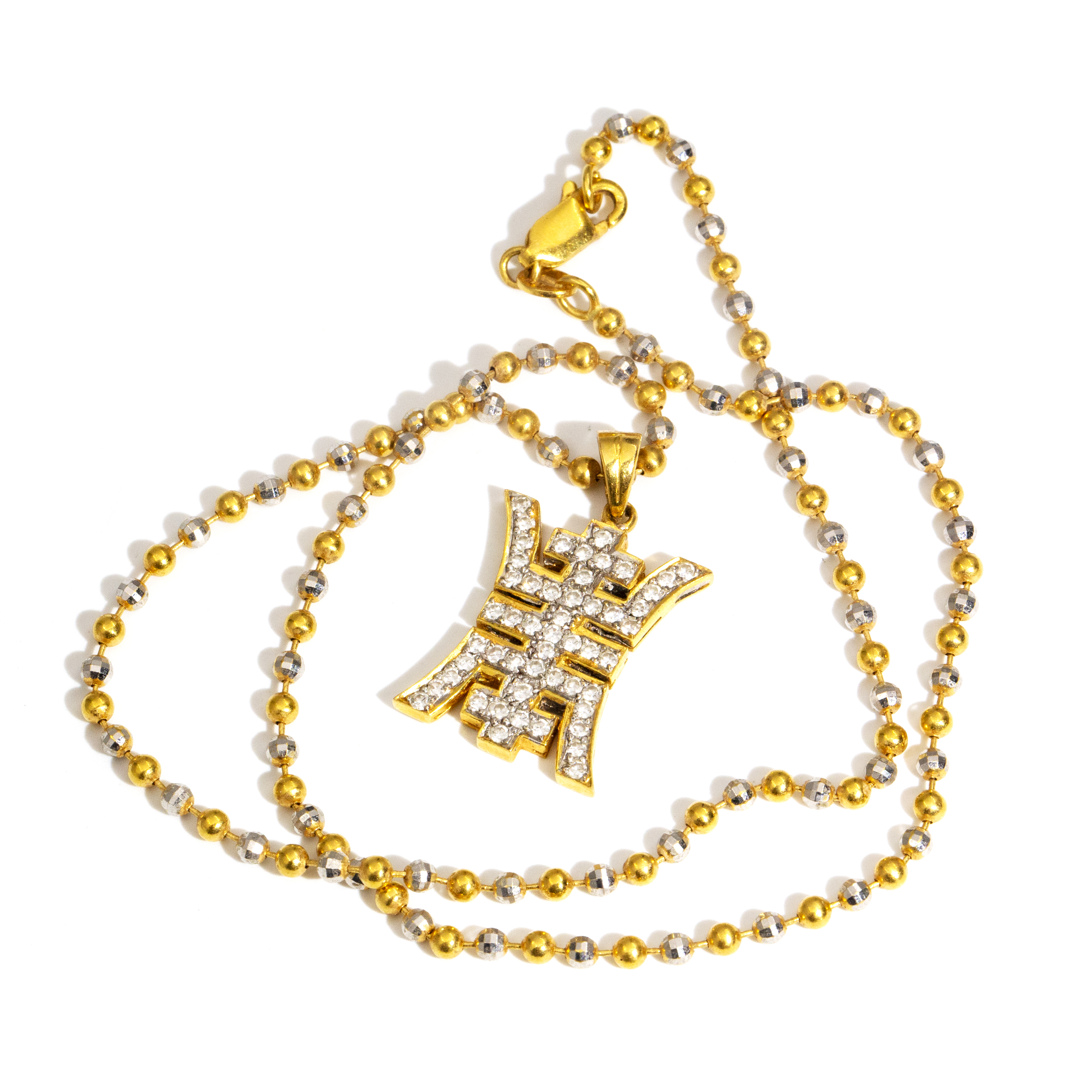 21ct Diamond Pendant & 22ct Gold Chain