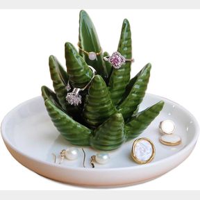 PUDDING CABIN ALOE RING HOLDER,CACTUS RING DISH,JEWELRY HOLDER TRINKET TRAY FOR RINGS EARRINGS NECKLACE ORGANIZER,BRIDESMAID CHRIS
