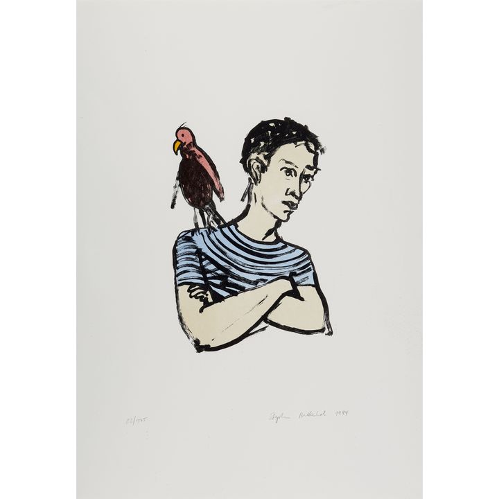 Stephan Balkenhol Mann mit Papagei (from the portfolio 'Museum für Moderne Kunst') 1994
