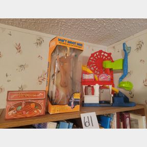 Toy playset, Don't shoot the Deer toe hitch cover, and recipe box