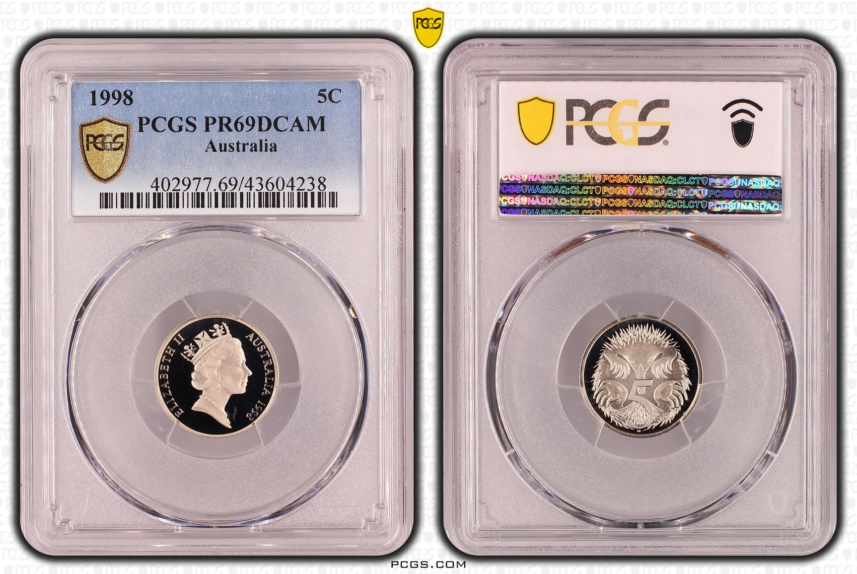 Elizabeth II, Five Cent, 1998, PCGS PR69DCAM