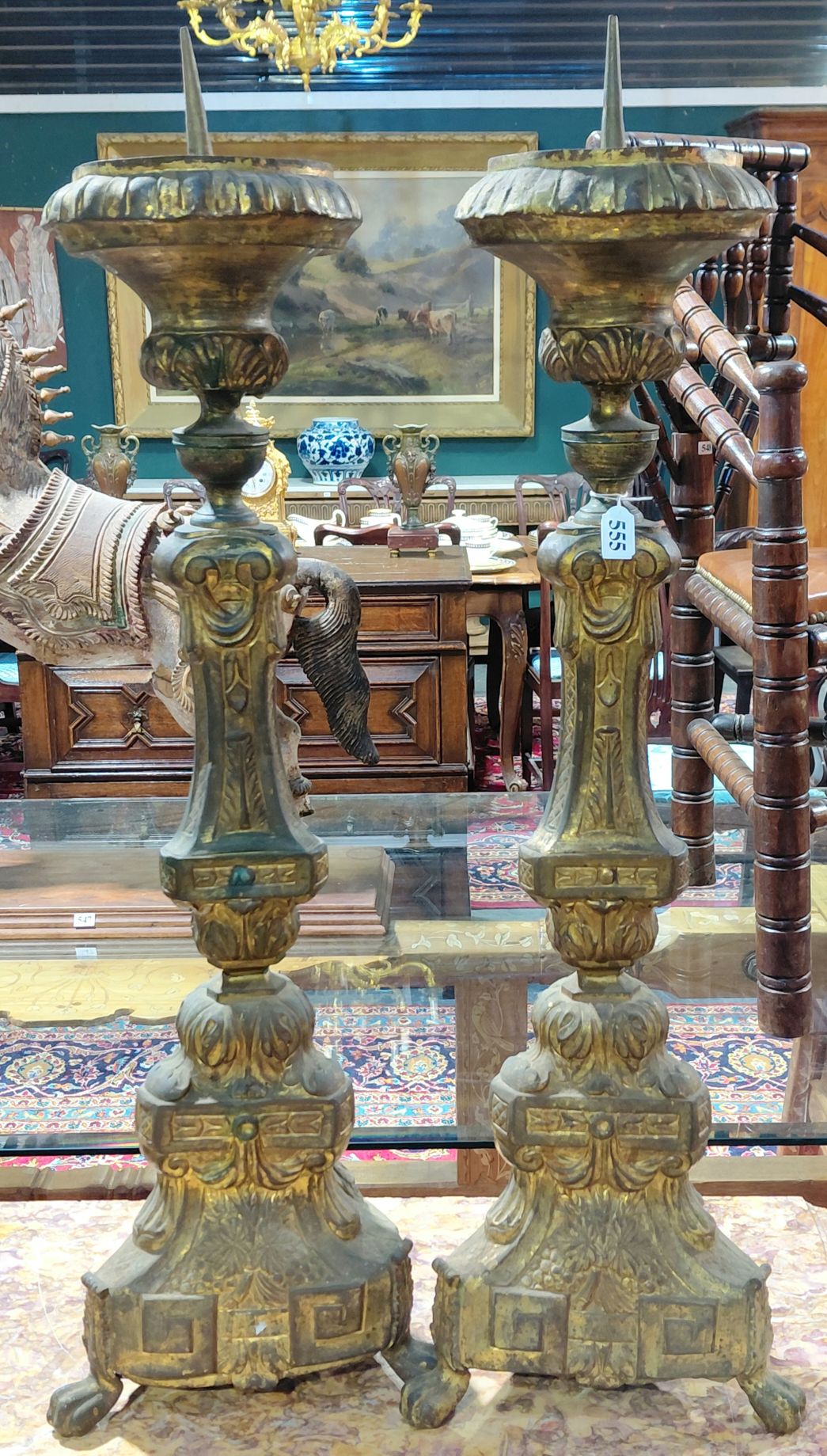PAIR OF 19THE CENTURY GILDED PRICKETS