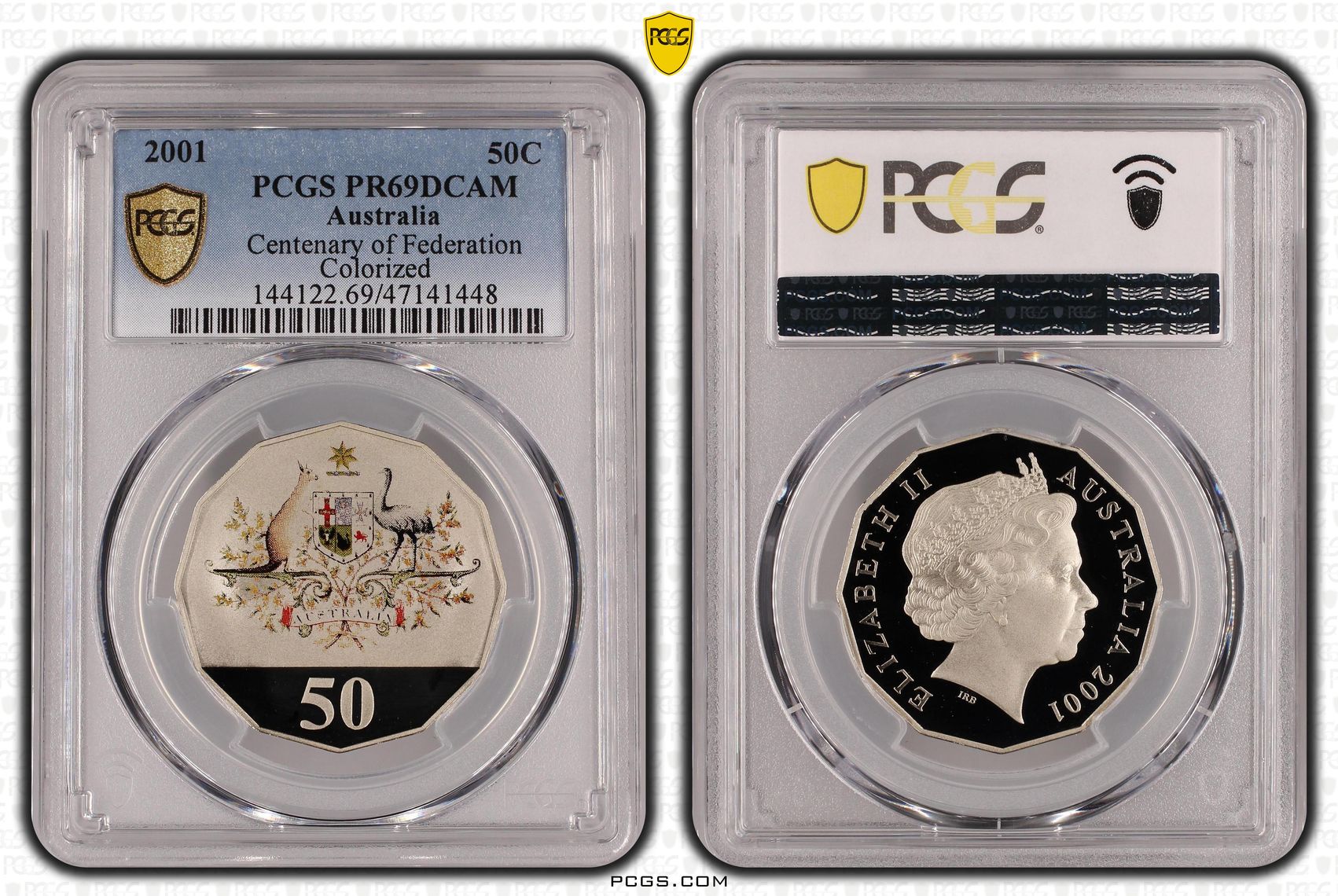 Elizabeth II, Centenary of Federation Colorized, Fifty Cent, 2001, PCGS PR69DCAM