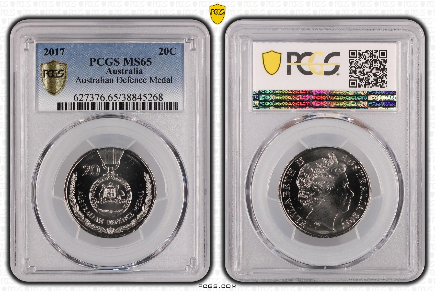 2017 Australia Twenty Cent, 20c Australian Defence Medal PCGS - MS65 -268