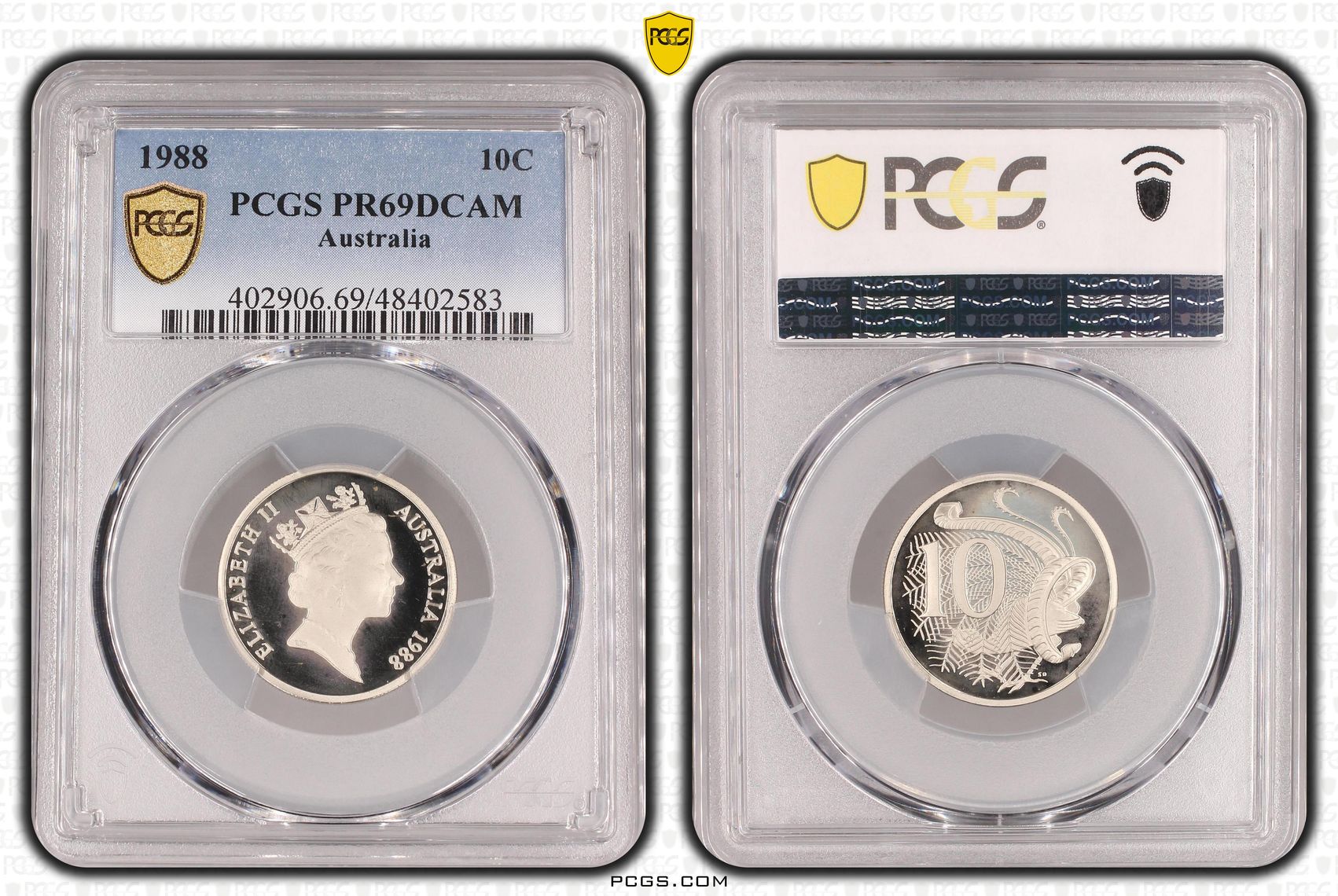 Elizabeth II, Ten Cent, 1988, PCGS PR69DCAM