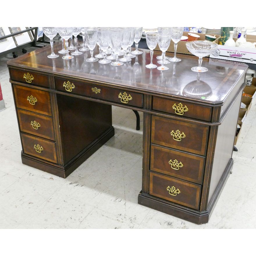 Lane Inlaid Mahogany Knee Hole Desk 30''x54''x26''