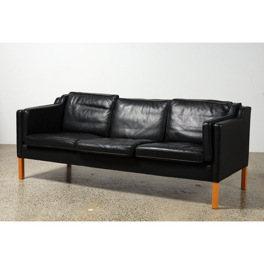 Vemb Polstermøbelfabrik - 1960s Danish three-seater leather sofa