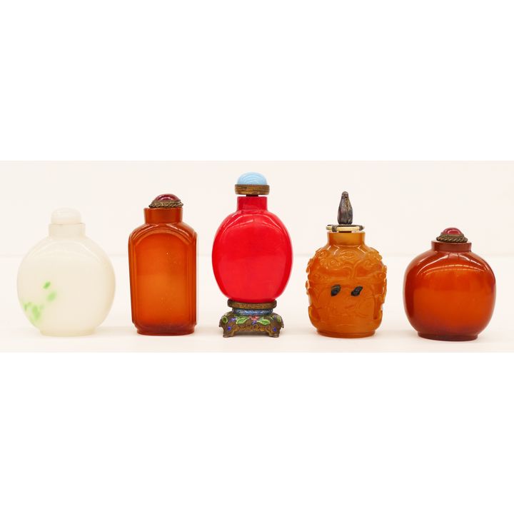 5pc Chinese Peking Glass Snuff Bottles