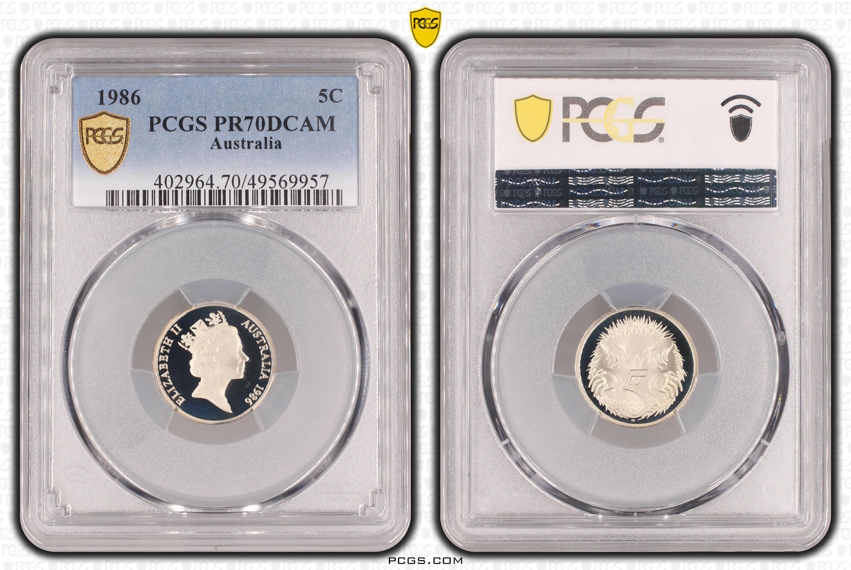 Elizabeth II, POP 7/0, Five Cent, 1986, PCGS PR70DCAM