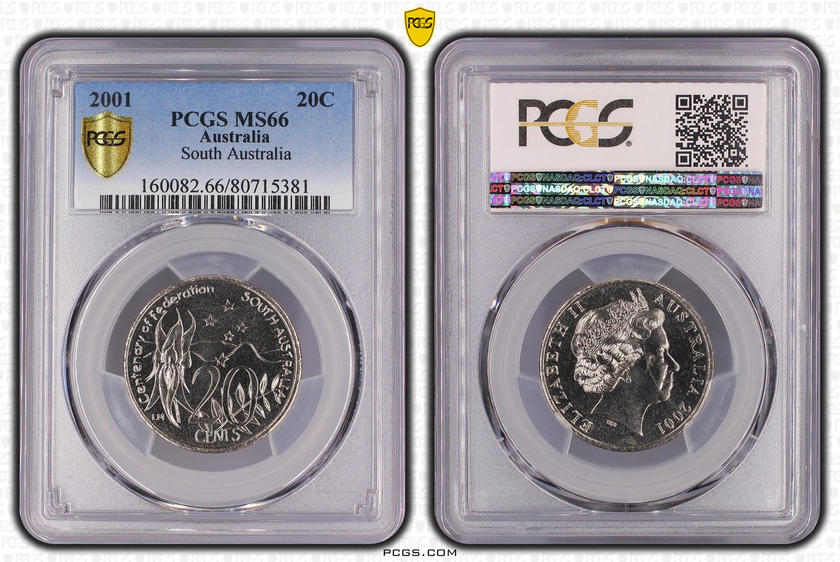 Elizabeth II, South Australia, Twenty Cent, 2001, PCGS MS66