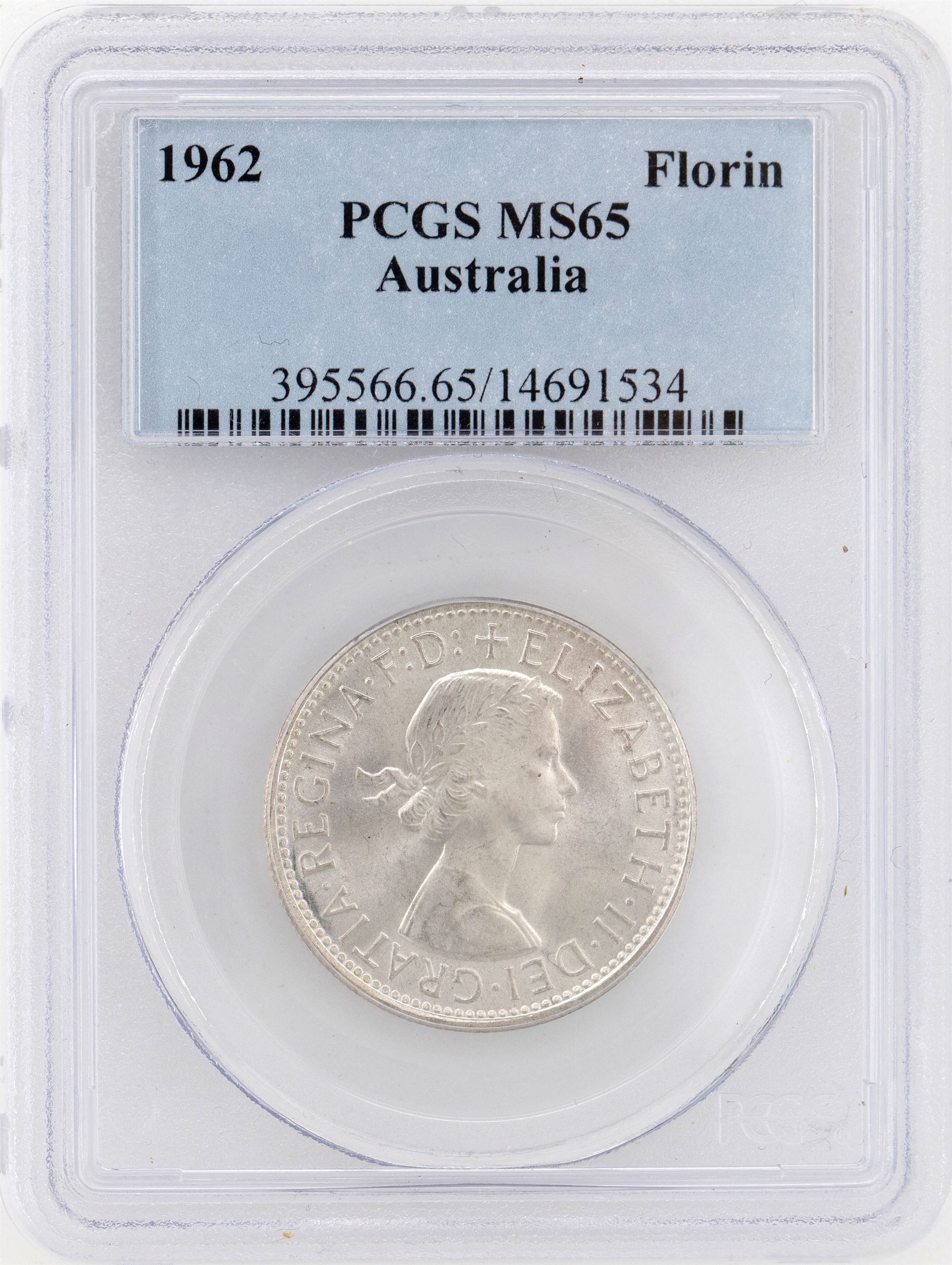 1962(m) Australia Florin Silver PCGS - MS65 -534
