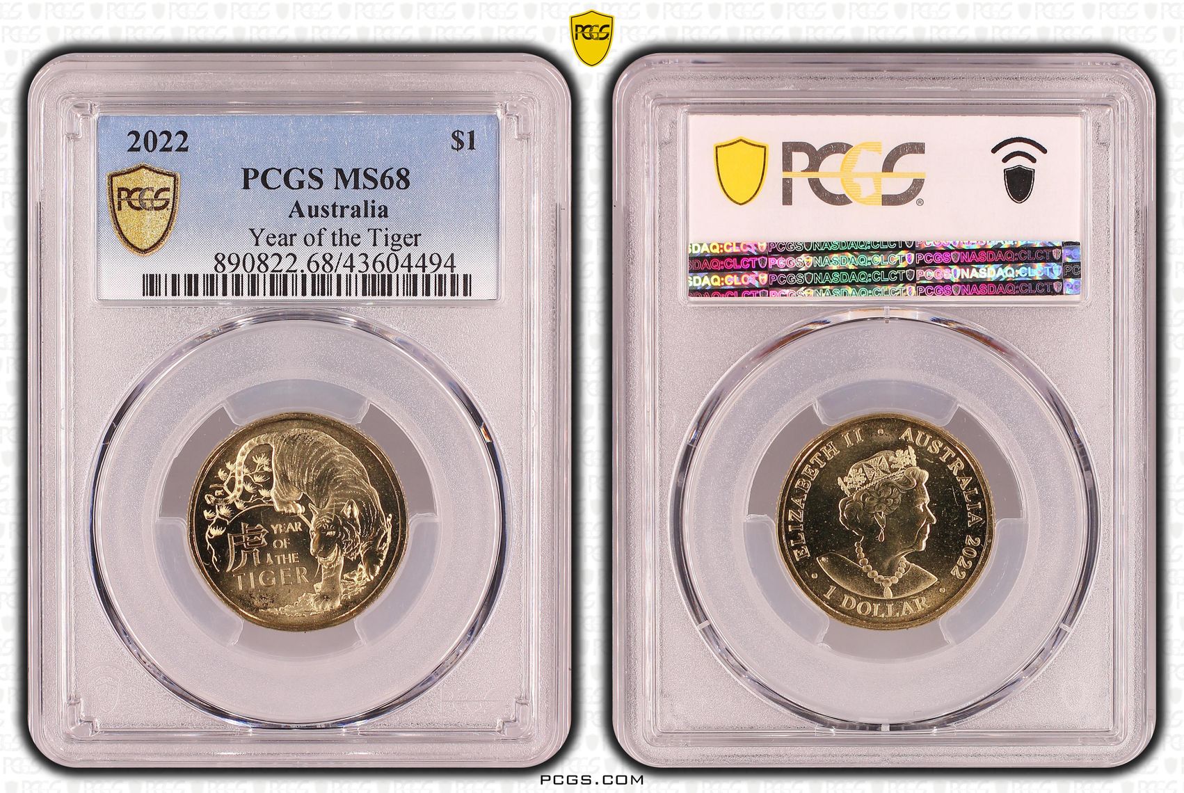 2022 Australia One Dollar, $1 Year of the Tiger PCGS - MS68 -494