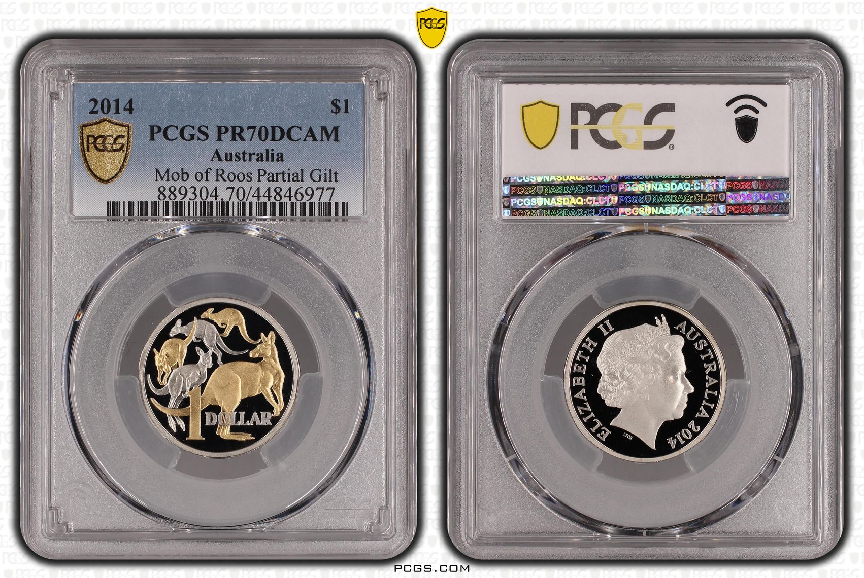 2014 Australia One Dollar, $1 Mob of Roos CuNi Gilt PCGS - PR70DCAM POP 5/0 -977