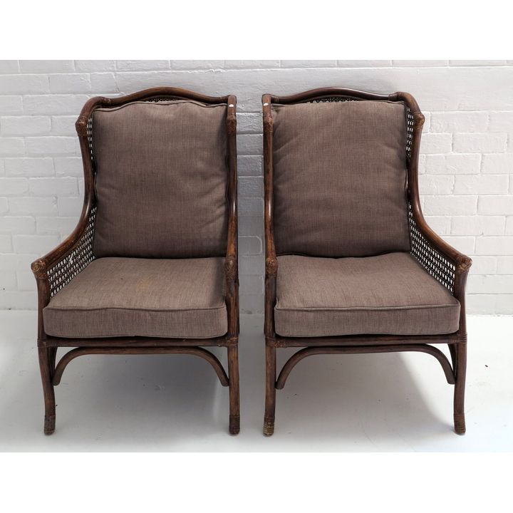 PAIR OF WICKER ARMCHAIRS