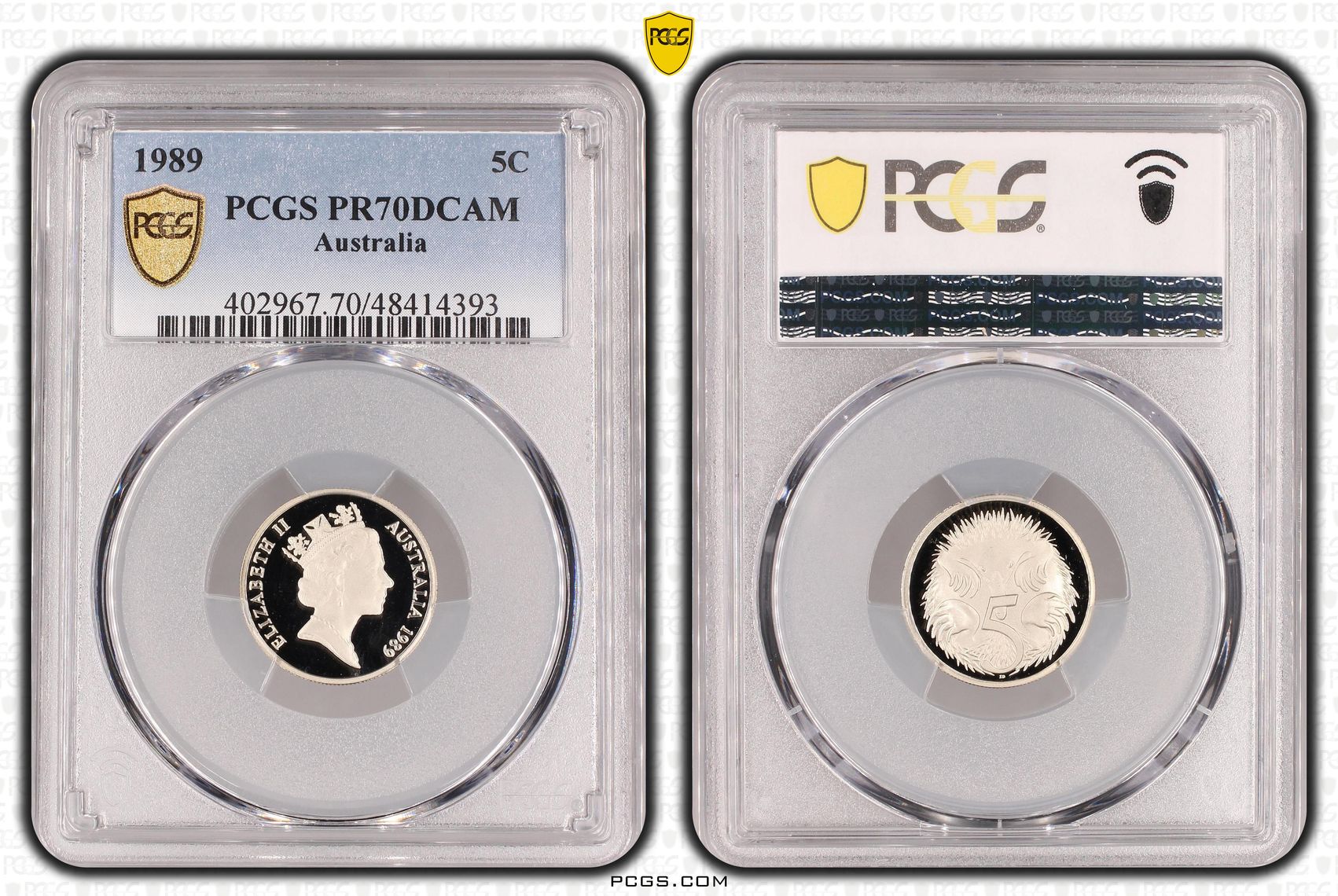 Elizabeth II, Five Cent, 1989, PCGS PR70DCAM