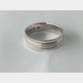 Mens White Gold Matt Polished Wedding Ring - 51533/141