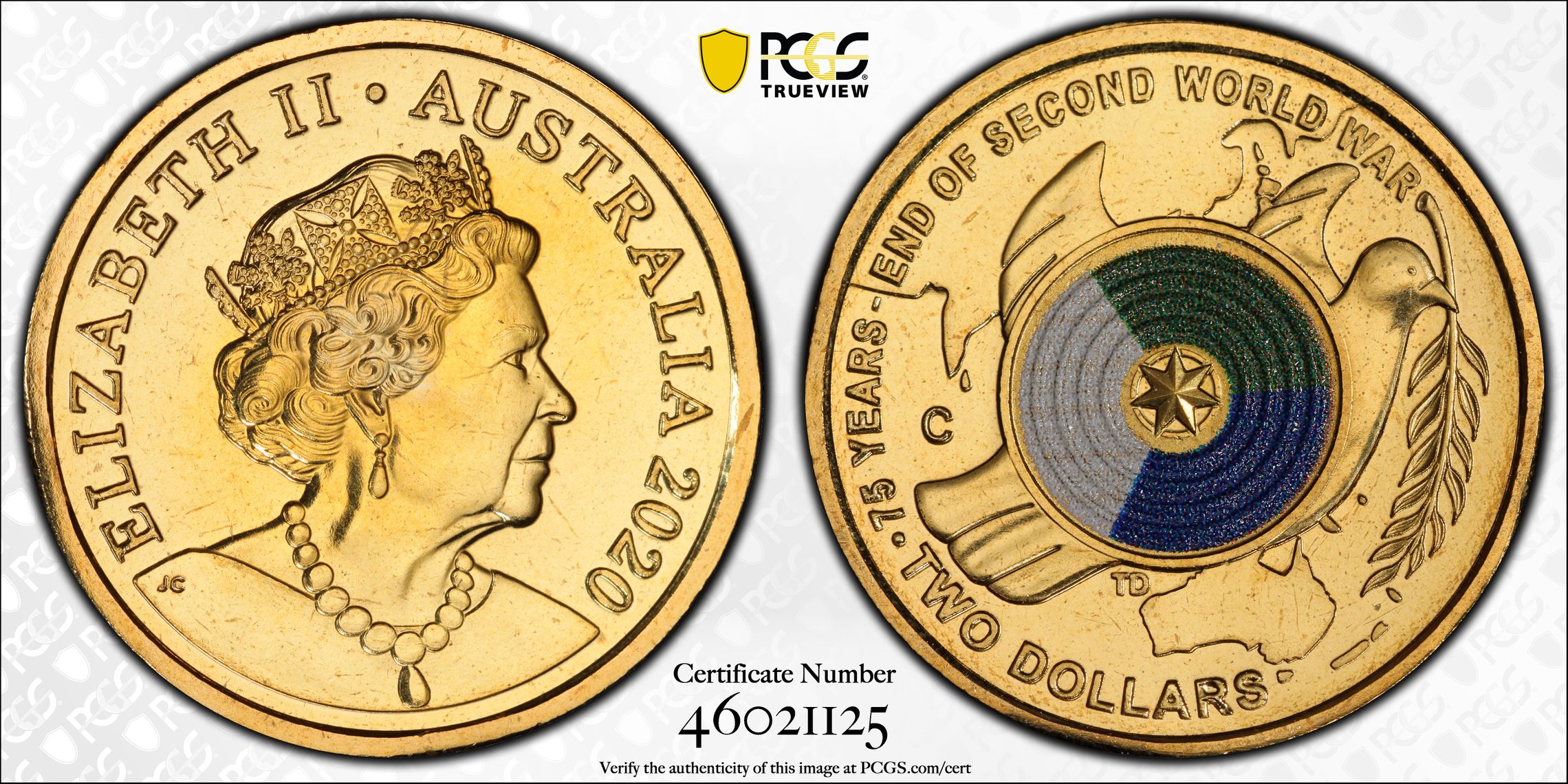 75th Ann End of WWII Colorized, Two Dollar, 2020-C, PCGS MS67