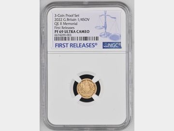2022 MEMORIAL PROOF GOLD QUARTER SOVEREIGN PF69 UCAM