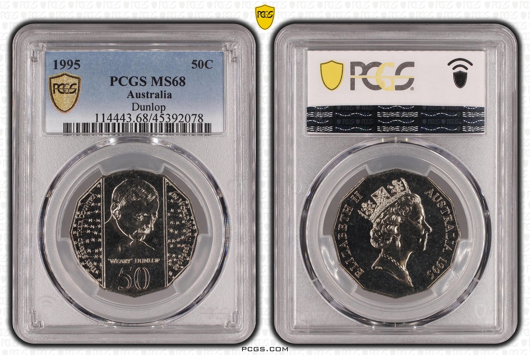 1995 Australia Fifty Cent, 50c Dunlop PCGS - MS68 -078