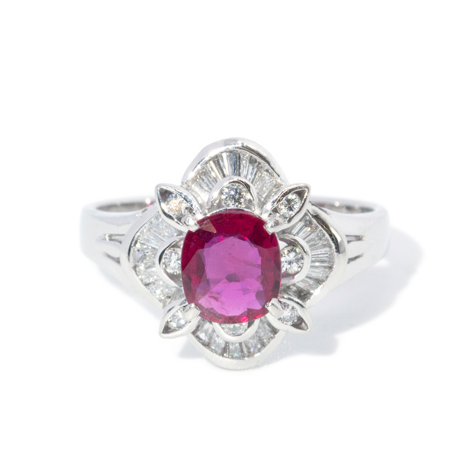 Platinum 1.25 Carat Ruby & Diamond Ring