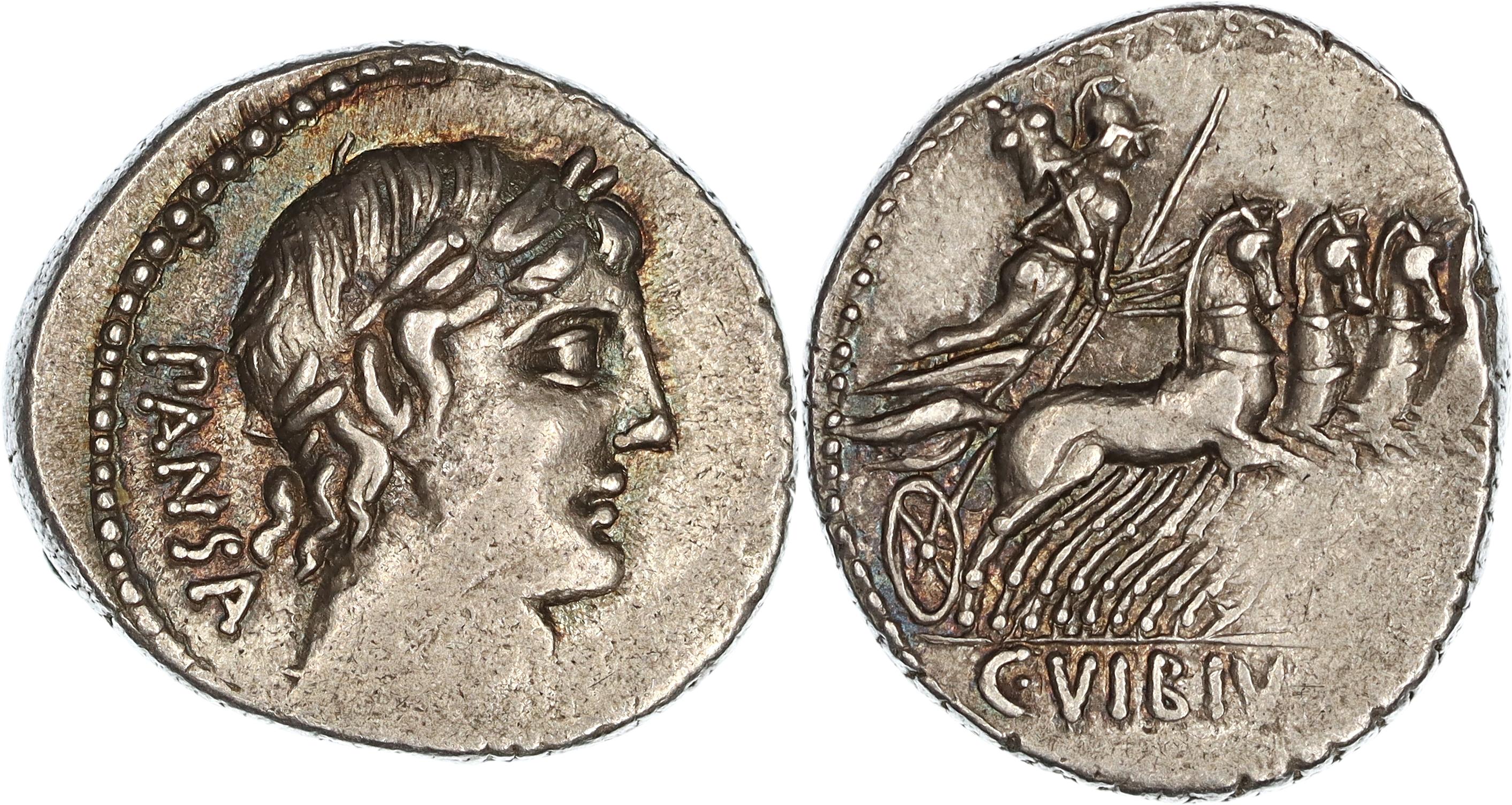 Roman Republic, C. Vibius C.f. Pansa, Silver Denarius, 90 BC, gVF