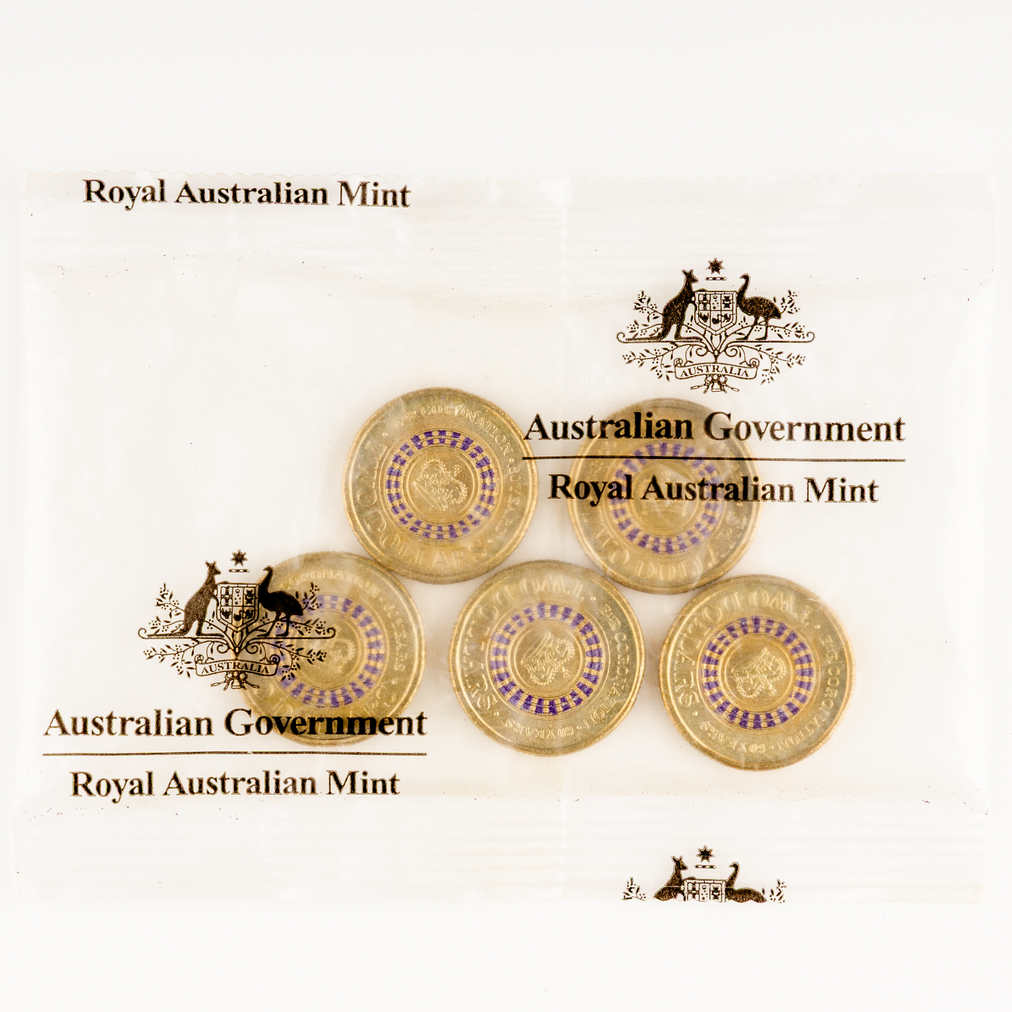 Elizabeth II, QEII Coronation - 5-Coin Bag, Two Dollars, 2013, UNC