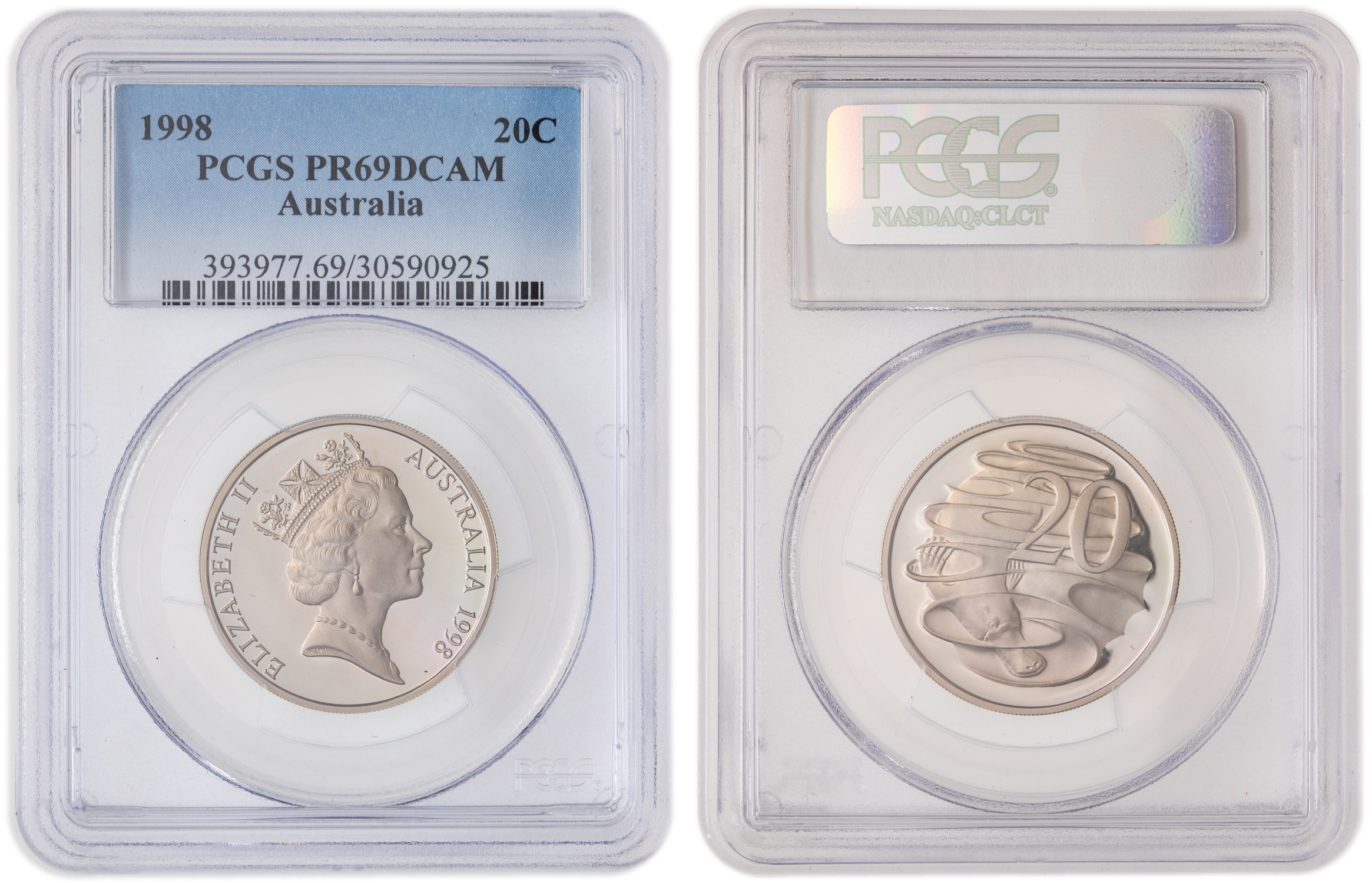 Elizabeth II, Twenty Cent, 1998, PCGS PR69DCAM