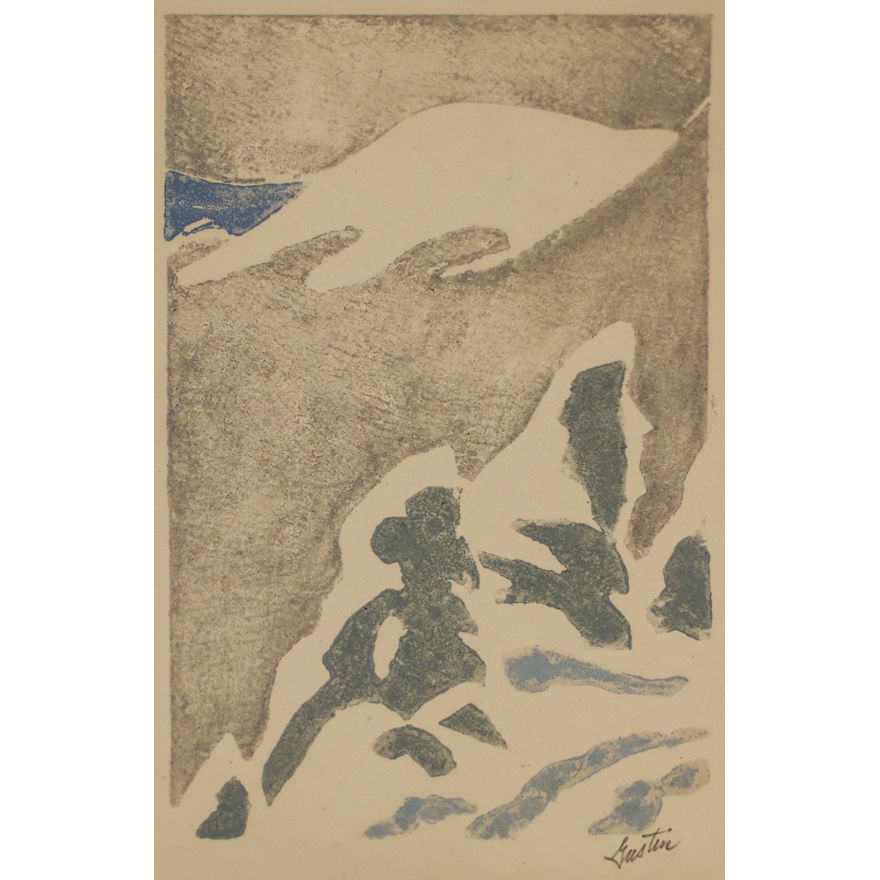 Paul Morgan Gustin ''Mount Rainier: December" Woodcut