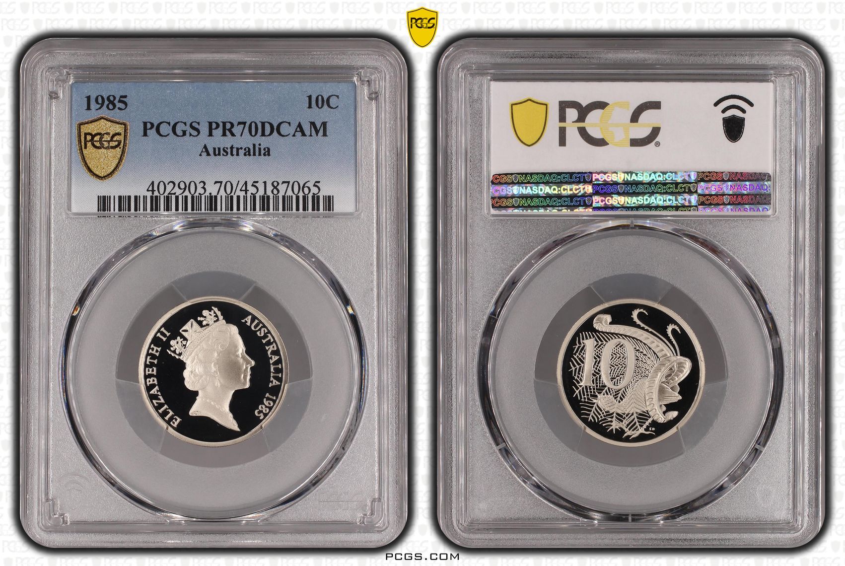 1985 Australia Ten Cent, 10c PCGS - PR70DCAM POP 18/0 -065