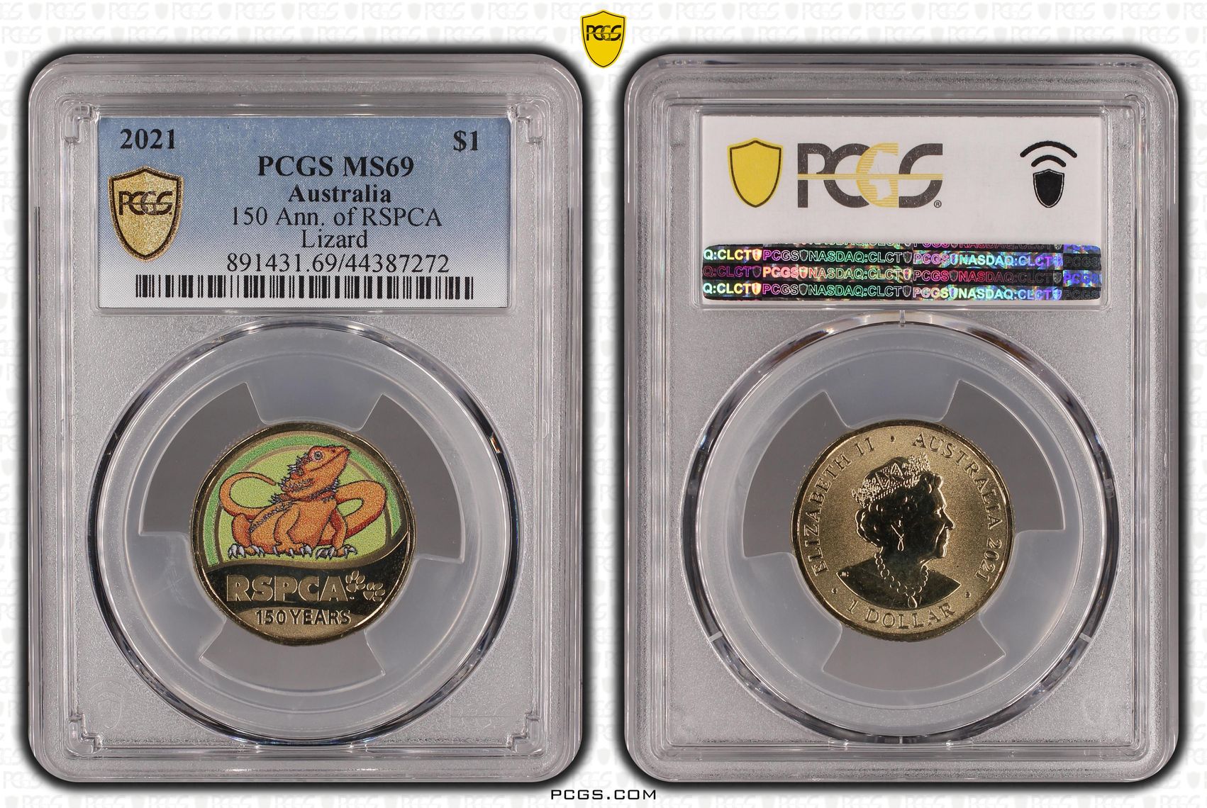 2021 Australia One Dollar, $1 150 Ann. of RSPCA Lizard PCGS - MS69 POP 4/0 -272