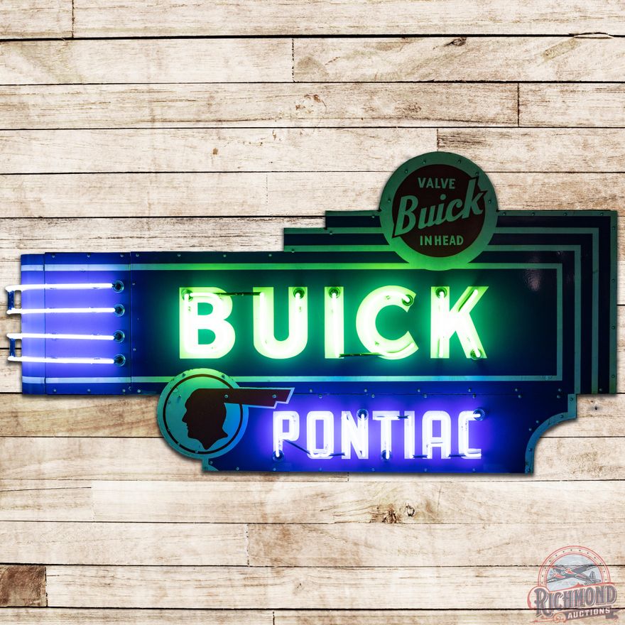 8' Buick Valve In Head & Pontiac DSP Neon Sign - 8.25 & 8