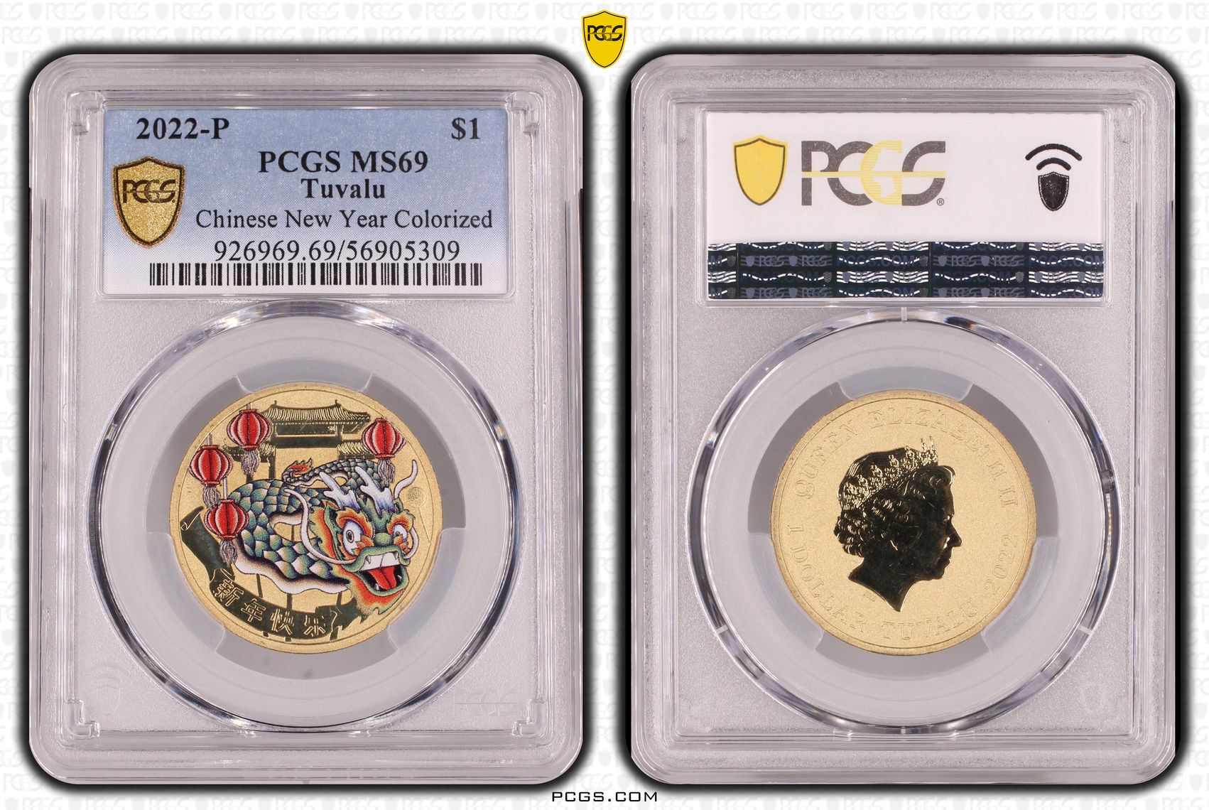 Tuvalu, Chinese New Year Colorized, POP 12/0, One Dollar, 2022-P, PCGS MS69