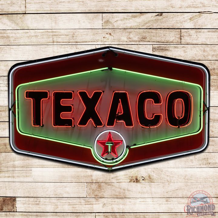 Texaco Gasoline Die Cut Single Sided Porcelain Neon Sign