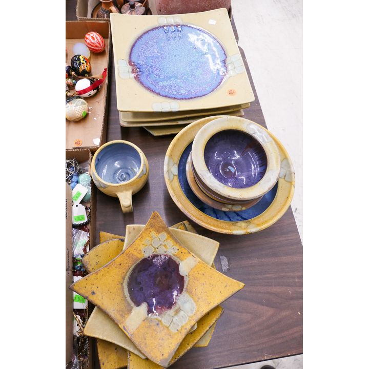 12pc Kienle Studio Pottery Slabs Plates and Bowls