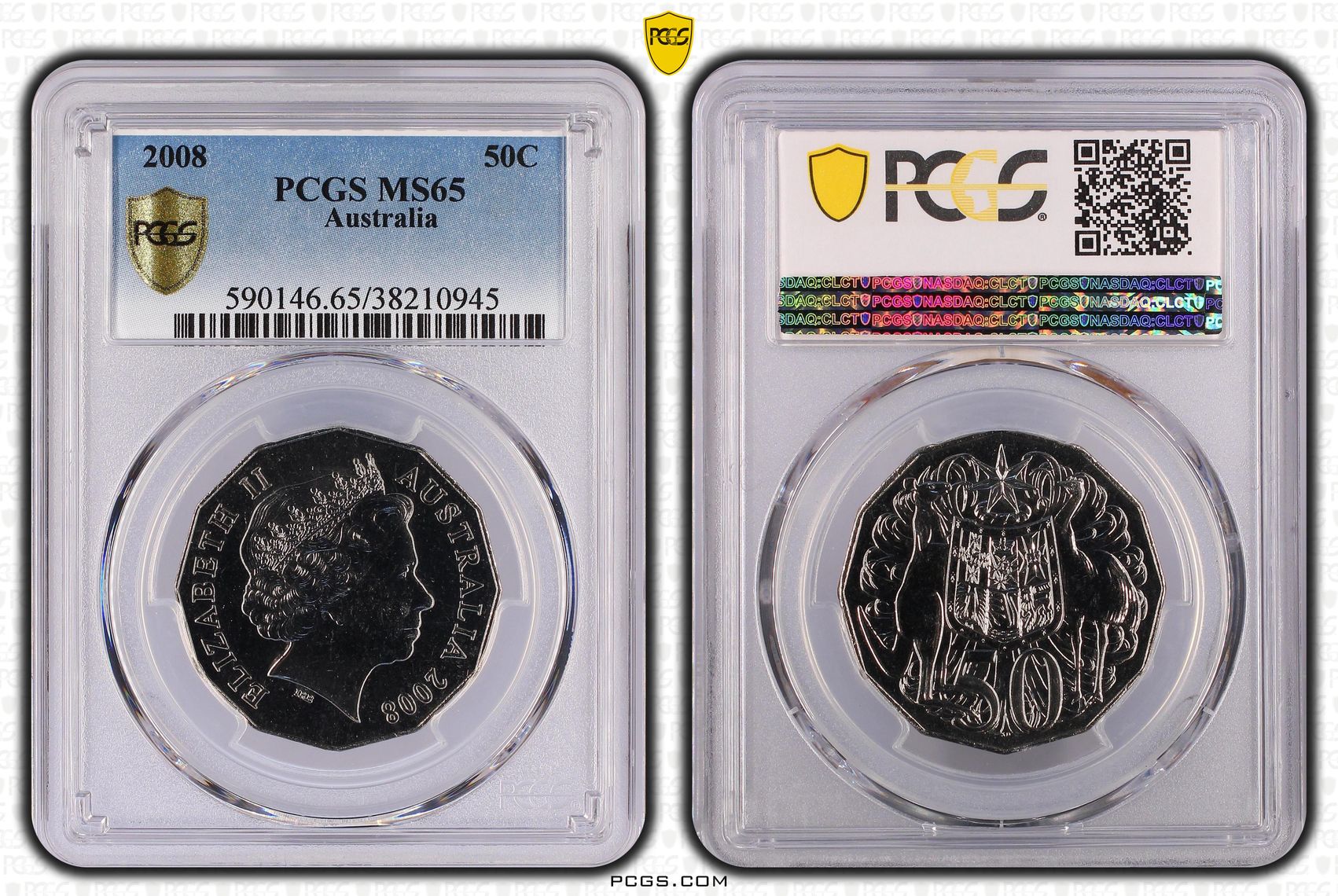330 · Elizabeth II,  , Fifty Cent, 2008, PCGS MS65