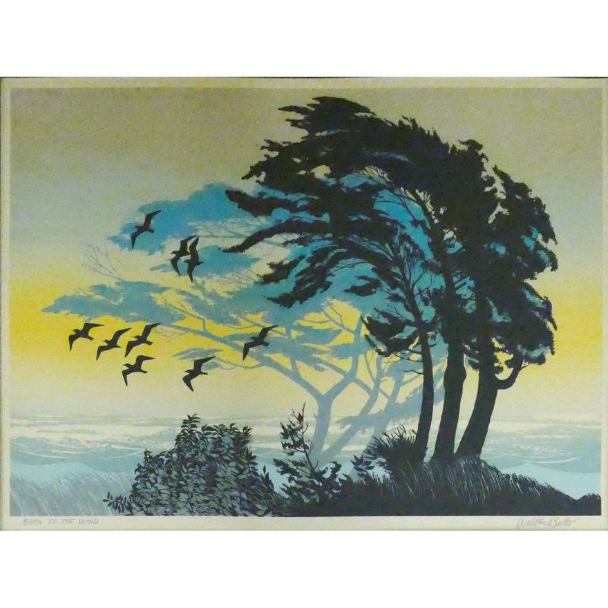 Walton Butts ''Born to the Wind'' Signed Serigraph Framed 22''x29''