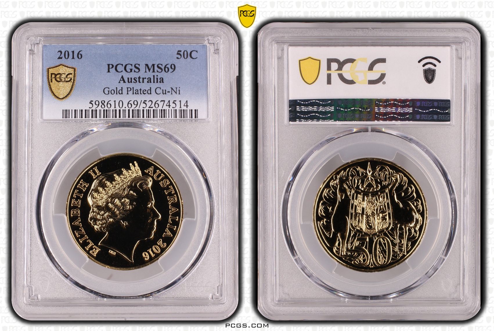 Gilt Cu-Ni, Fifty Cent, 2016, PCGS MS69