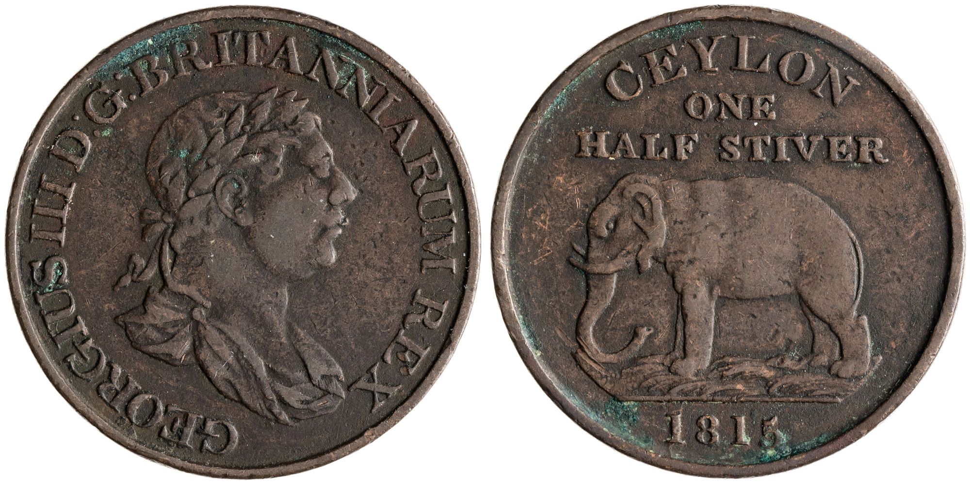 Ceylon, George III, Half Stiver, 1815, VF