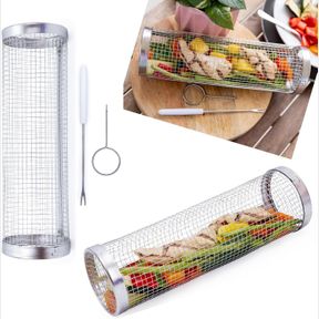 I&O GRILL BASKET, BBQ, STAINLESS STEEL LARGE FOLDING FOR ANY FOOD. GIFT, DAD, HUSBAND, BOYFRIEND, GRILL, OUTDOORS, BBQ GRILL ACCES