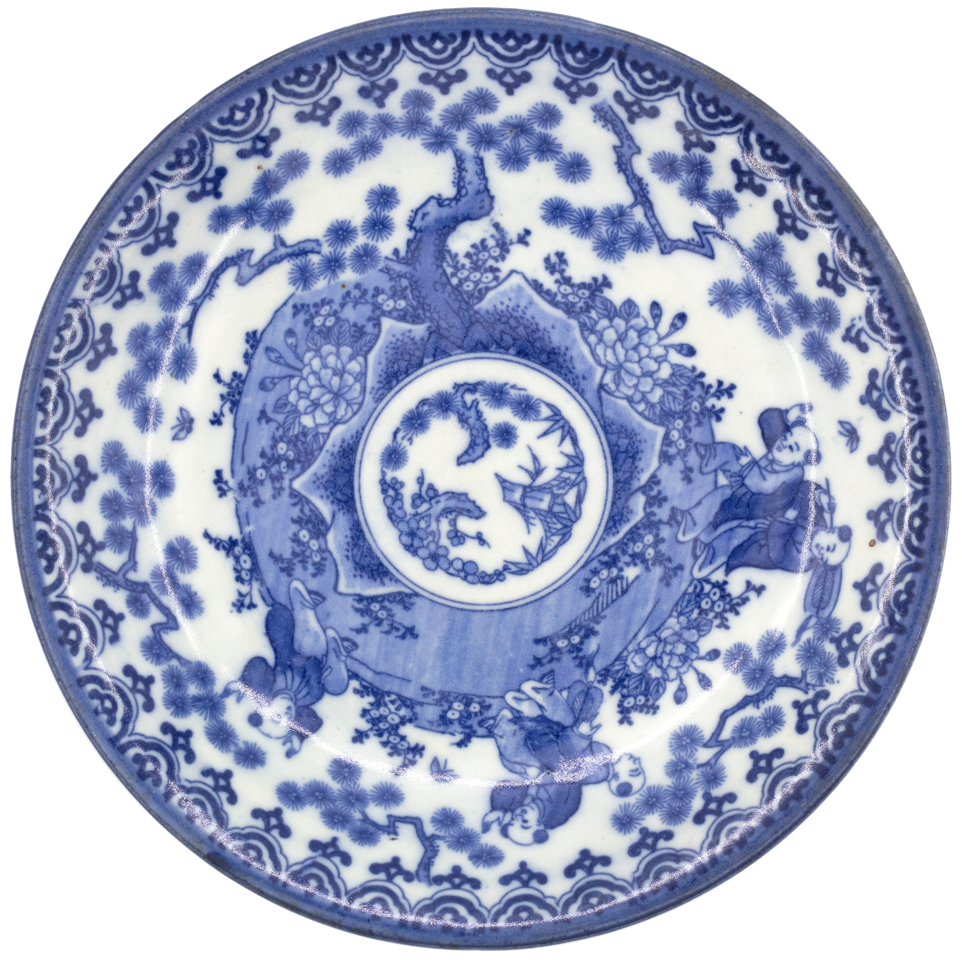 China, Empire, Qing Dynasty, Blue & White Platter, c.1910, VGC