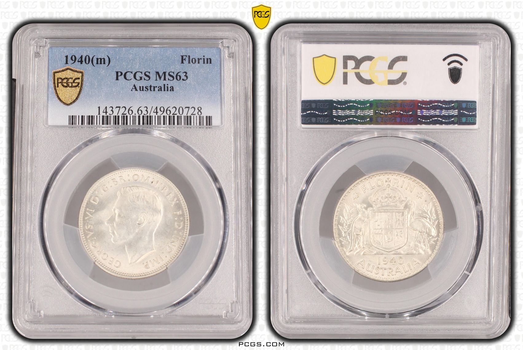 George VI, Florin, 1940(m), PCGS MS63