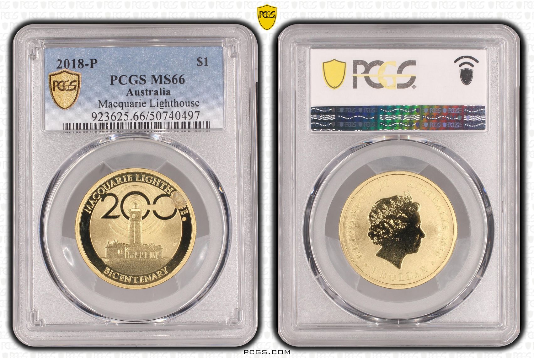 Macquarie Lighthouse , One Dollar, 2018-P, PCGS MS66