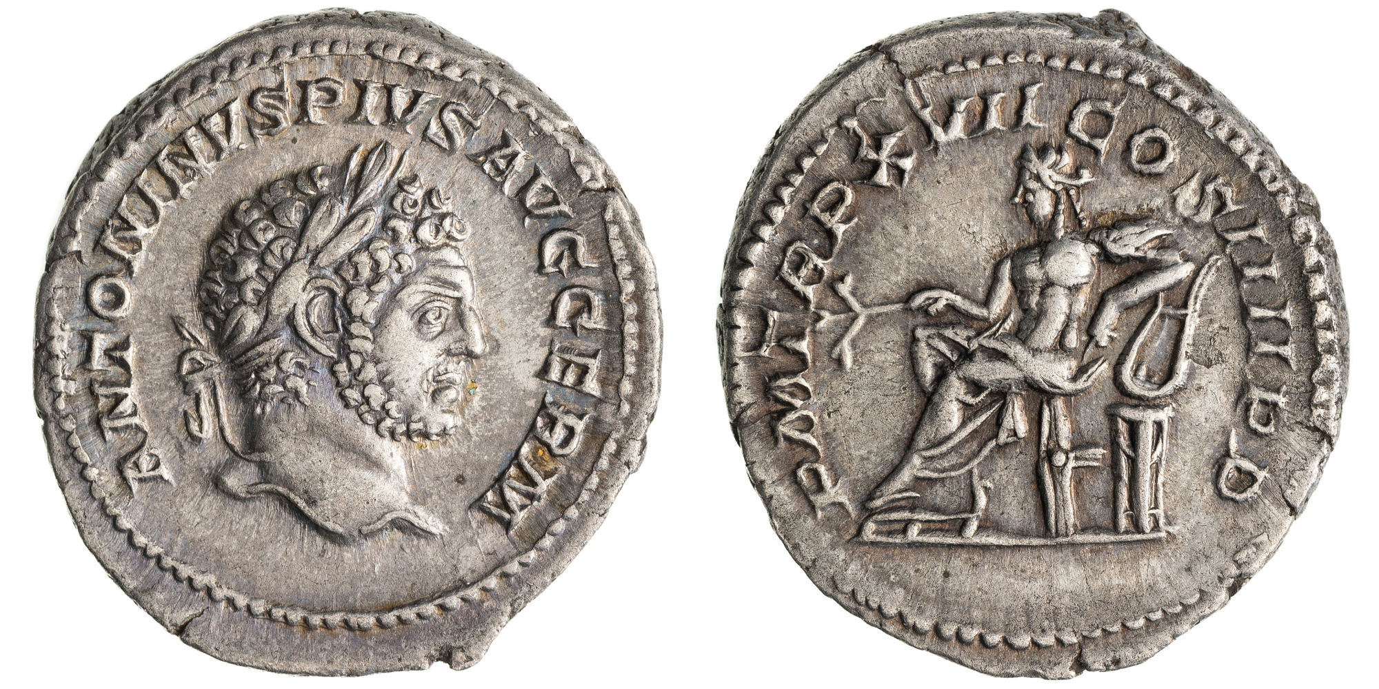 Caracalla, Denarius, 214 AD, EF