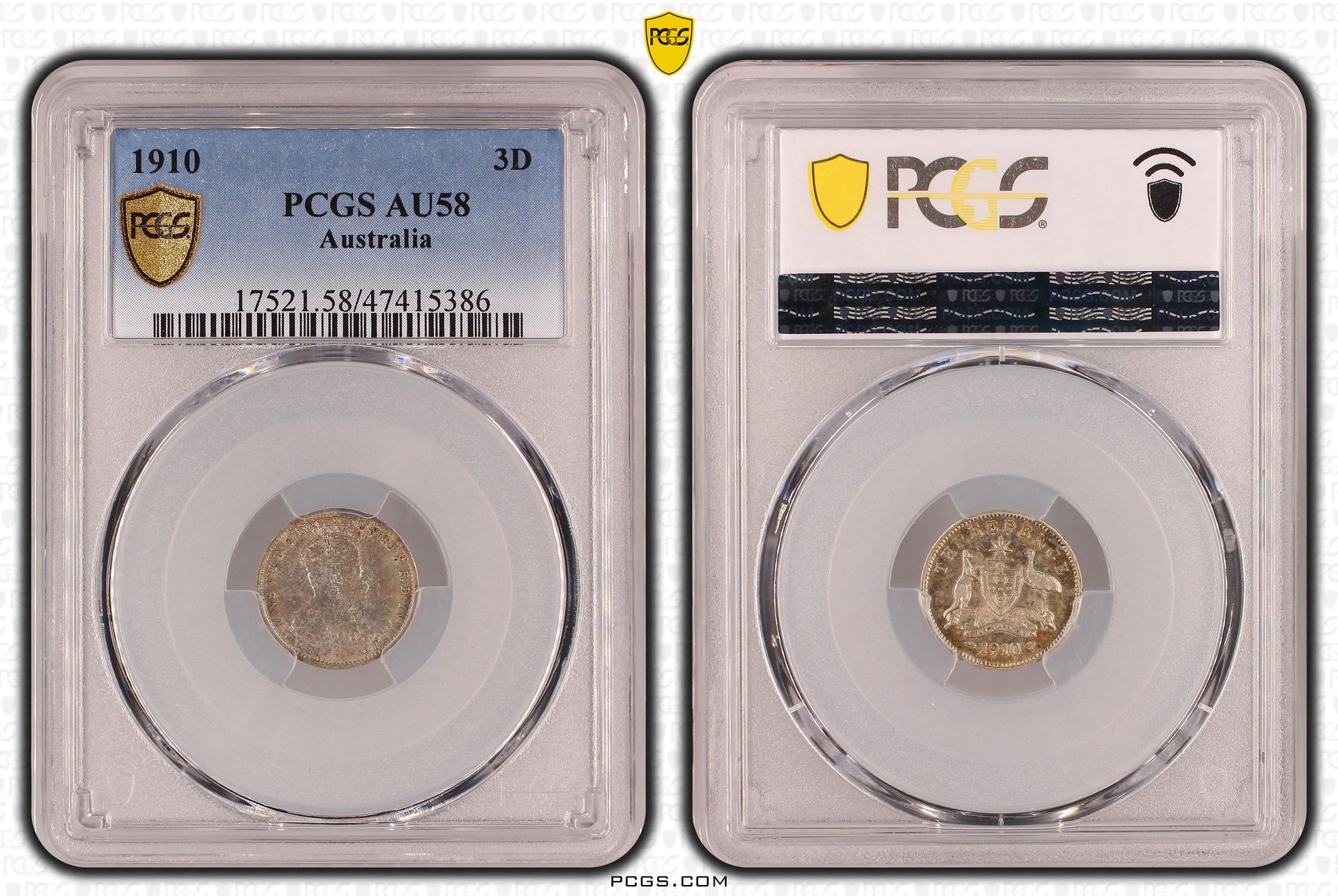 Threepence, 1910, PCGS AU58