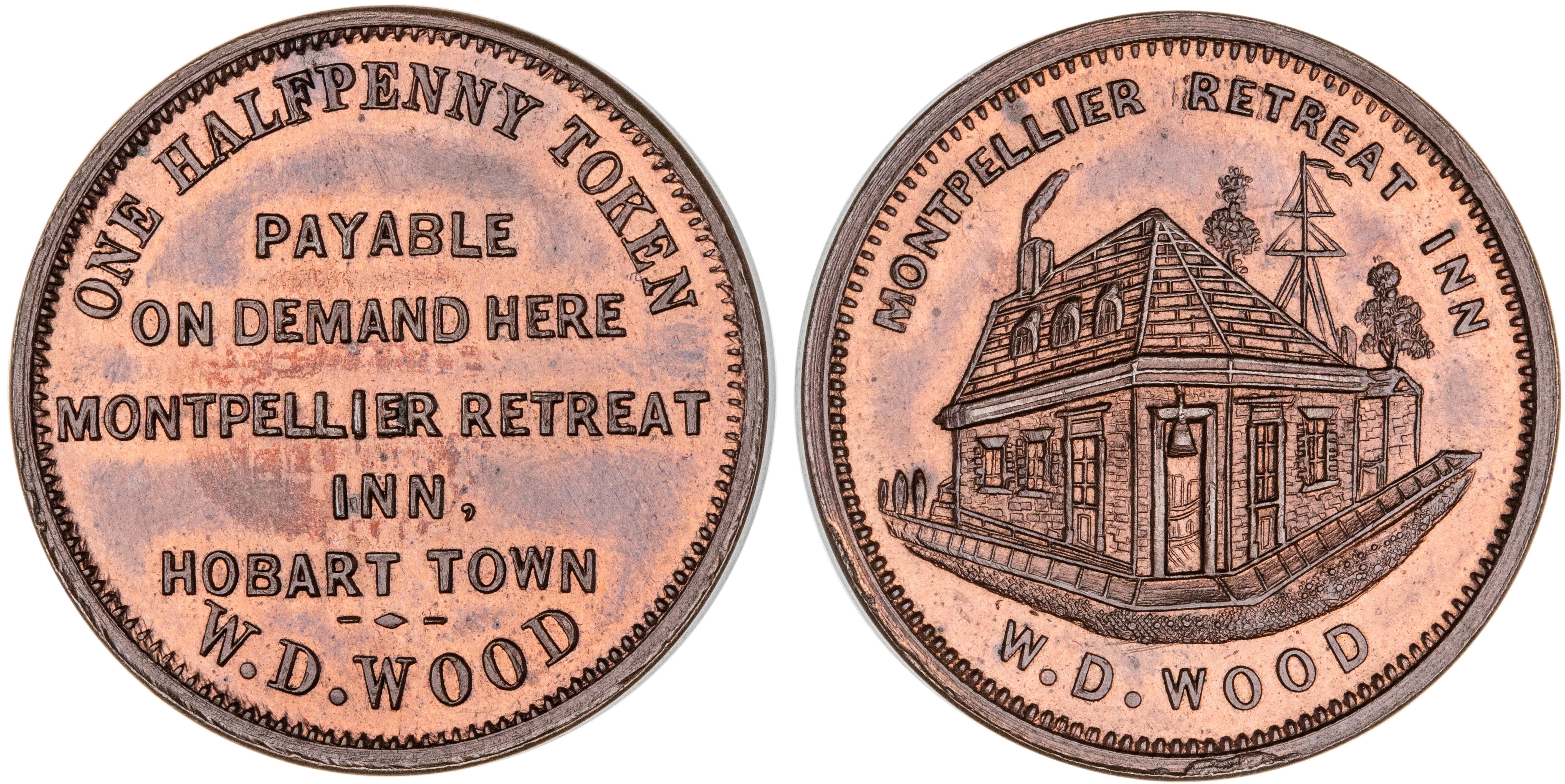 Hobart Town, Tasmania, W.D. Wood Proof, Halfpenny, FDC
