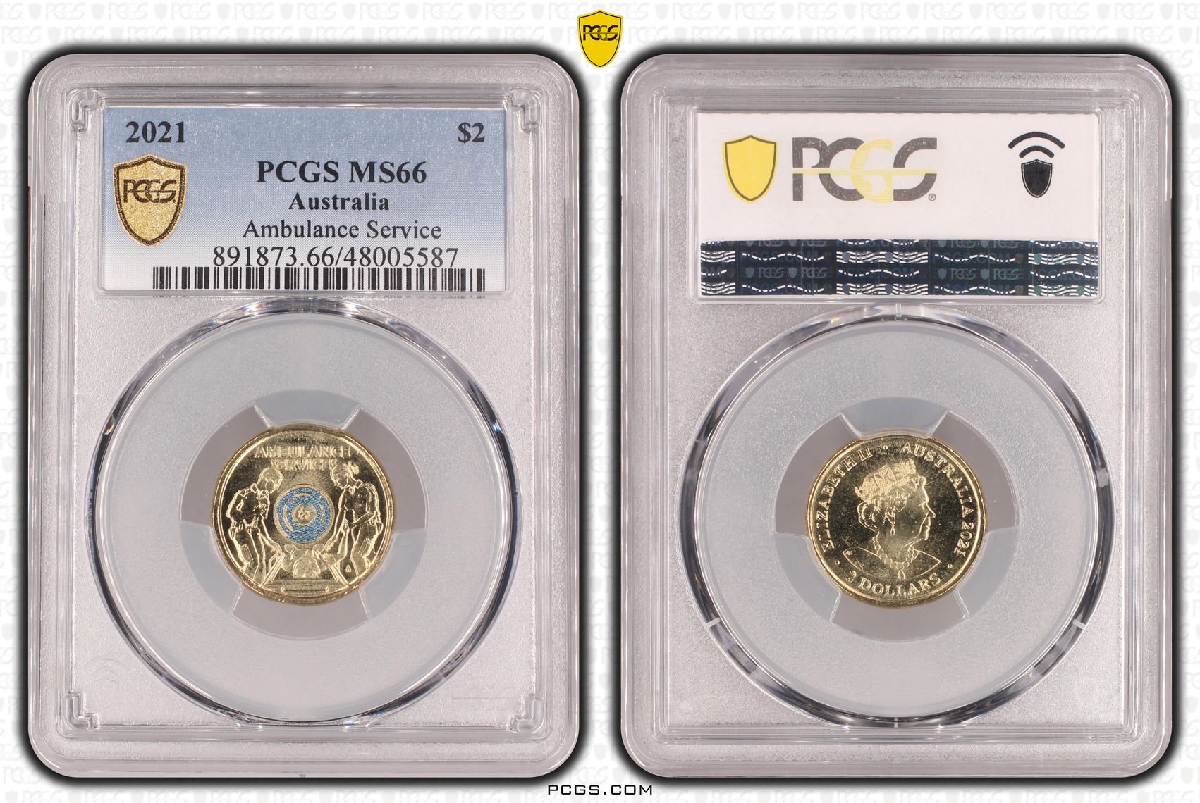 Ambulance Service Colourised, Two Dollar, 2021, PCGS MS66