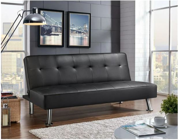 Yaheetech Modern Faux Leather Futon SofaBed Vanzant Auctions